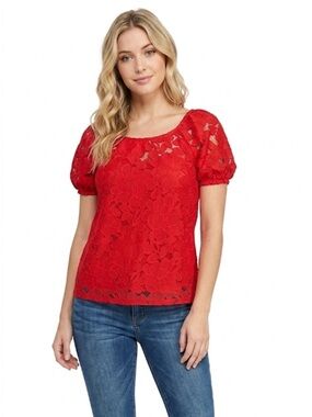Monteau red lace top size XLarge
